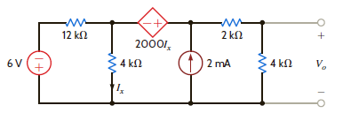 Use nodal analysis to find V o in the circuit in Fig. P3.52. In addition, find all branch currents and check your answers using KCL at every node. Figure P3.52
