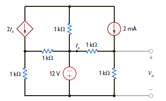 Determine V o in the network in Fig. P3.53 using nodal analysis. Figure P3.53