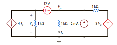 Use nodal analysis to find V o in the circuit in Fig. P3.54. Figure P3.54