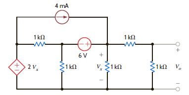 Use nodal analysis to find V o in the circuit in Fig. P3.55. Figure P3.55