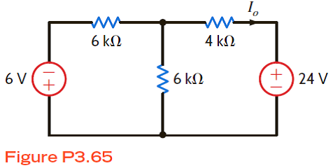 Find I o in the network in Fig. P3.65 using mesh analysis.