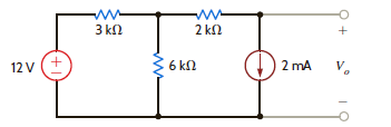 Use mesh analysis to find V o in the network in Fig. P3.71. Figure P3.71