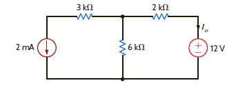 Find I o in Fig. P3.76 using mesh analysis.     Figure P3.76