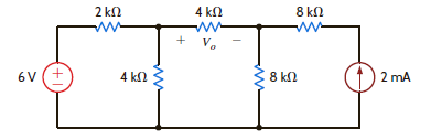 Use mesh analysis to find V o in the circuit in Fig. P3.80. Figure P3.80
