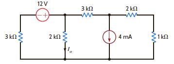 Use mesh analysis to find I o in the network in Fig. P3.81. Figure P3.81