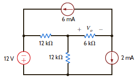 Use loop analysis to find V o in the circuit in Fig. P3.89. Figure P3.89