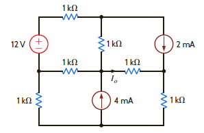 Use loop analysis to find I o in the network in Fig. P3.92. Figure P3.92