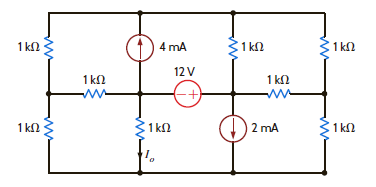 Using loop analysis, find I o in the circuit in Fig. P3.93. Figure P3.93