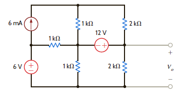 Using loop analysis, find V o in the circuit in Fig. P3.95. Figure P3.95