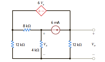 Use mesh analysis to find V o in the circuit in Fig. P3.108.     Figure P3.108