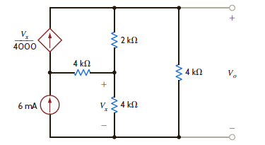 Using mesh analysis, find V o in the circuit in Fig. P3.109. Figure P3.109