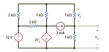 Using loop analysis, find V o in the circuit in Fig. P3.119. Figure P3.119