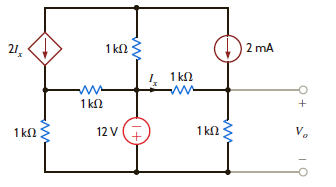 Using loop analysis, find V o in the circuit in Fig. P3.120. Figure P3.120