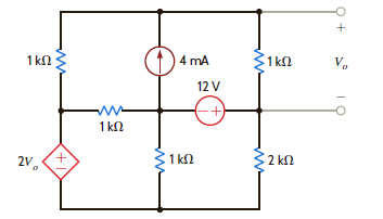 Using loop analysis, find V o in the network in Fig. P3.121. Figure P3.121