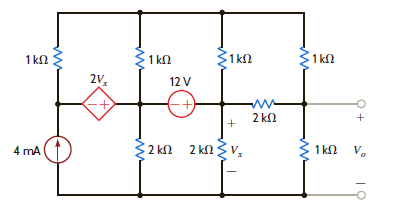 Using loop analysis, find V o in the circuit in Fig. P3.122. Figure P3.122