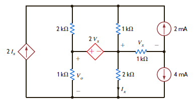 Find V o in the circuit in Fig. P3.125 using loop analysis. Figure P3.125
