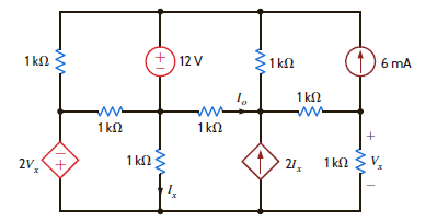 Using loop analysis, find I o in the circuit in Fig. P3.126.     Figure P3.126