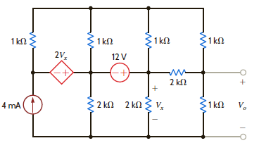 Use nodal analysis to find V o in the circuit in Fig. P3.129. Figure P3.129