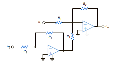 Find the expression for o in the differential amplifier circuit shown in Fig. P4.41. Figure P4.41