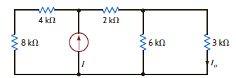 Use linearity and the assumption that I o = 1 mA to compute the correct current I o in the circuit in Fig. E5.1 if I = 6 mA.     Figure E5.1