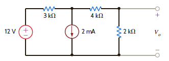 Compute V o in the circuit in Fig. E5.3 using superposition. Figure E5.3