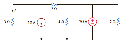 What is the current I in Fig. 5PFE-4  a. 8 A b. 4 A c. 0 A d. 4 A     Figure 5PFE-4