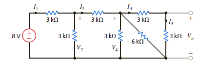 Find V o in the network in Fig. P5.4 using linearity and the assumption that V o = 1 V. Figure P5.4