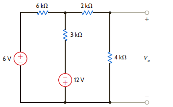 Use Thévenin's theorem to find V o in the network in Fig. E5.6.     Figure E5.6