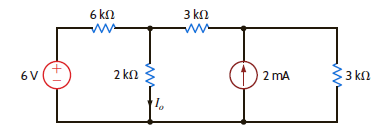Find I o in the network in Fig. P5.6 using superposition. Figure P5.6