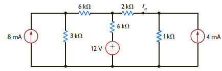 Find the I 0 in Fig. E5.15 using source transformations. Figure E5.15