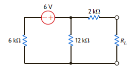 Given the circuit in Fig. E5.16, find R L for maximum power transfer and the maximum power transferred. Figure E5.16