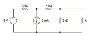 Find R L for maximum transfer and the maximum power transferred to R L in Fig. E5.17.     Figure E5.17