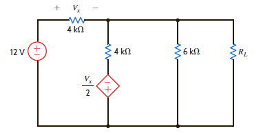 Find R L for maximum transfer and the maximum power transferred to R L in Fig. E5.18. Figure E5.18