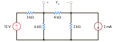 Use Thévenin's theorem to find V o in the network in Fig. P5.27. Figure P5.27