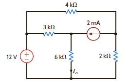 Find I o in the network in Fig. P5.28 using Thévenin's theorem. Figure P5.28