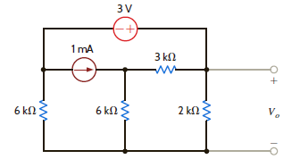 Find V o in the network in Fig. P5.31 using Thévenin's theorem. Figure P5.31