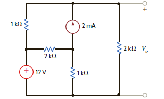 Find V o in the circuit in Fig. P5.39 using Thévenin's theorem. Figure P5.39