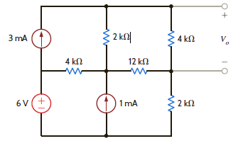 Find V o in the circuit in Fig. P5.43 using Thévenin's theorem. Figure P5.43