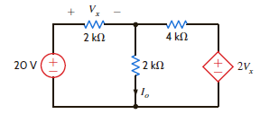 Use Thévenin's theorem to find I o in the circuit in Fig. P5.63. Figure P5.63