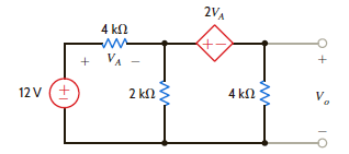 Find V o in the network in Fig. P5.64 using Thévenin's theorem. Figure P5.64