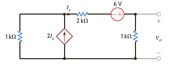 Use Thévenin's theorem to find V o in the circuit in Fig. P5.65. Figure P5.65
