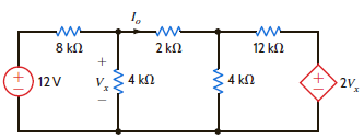 Use Thévenin's theorem to find I o in the circuit in Fig. P5.67. Figure P5.67