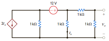 Use Thévenin's theorem to find V o in the circuit in Fig. P5.68. Figure P5.68