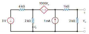 Find V o in the network in Fig. P5.69 using Thévenin's theorem. Figure P5.69