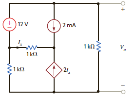 Find V o in the network in Fig. P5.72 using Thévenin's theorem.     Figure P5.72