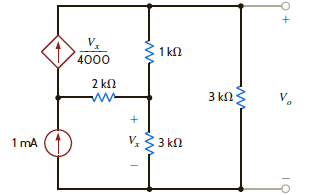 Find V o in the network in Fig. P5.73 using Norton's theorem. Figure P5.73