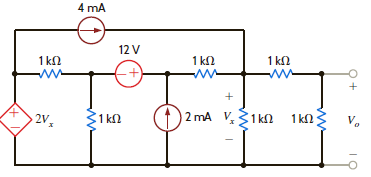 Use Thévenin's theorem to find V o in the circuit in Fig. P5.80.     Figure P5.80