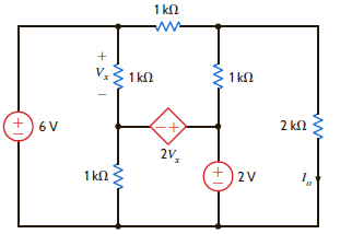 Use Thévenin's theorem to find I o in the network in Fig. P5.81. Figure P5.81
