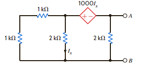 Find the Thévenin equivalent of the network in Fig. P5.84 at the terminals A-B. Figure P5.84