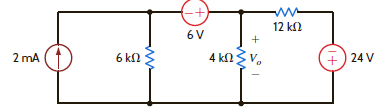 Use source transformation to find V o in the network in Fig. P5.90. Figure P5.90